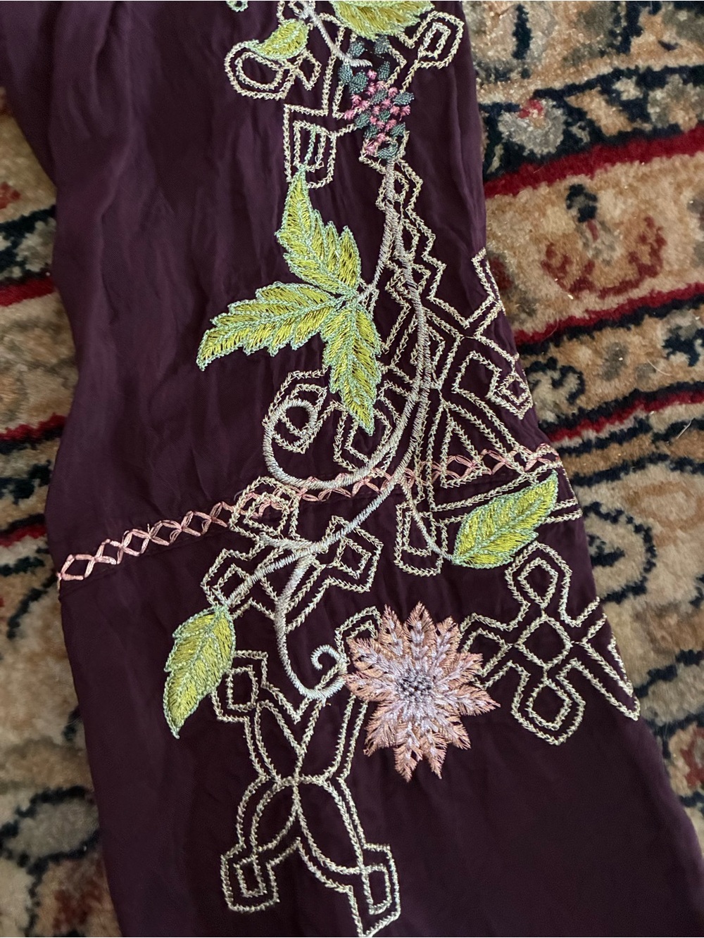 Johnny Was Plum Embroidered Button-Down Shirt - Picture 10 of 11